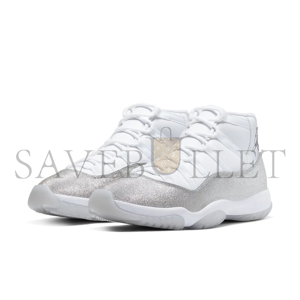 NIKE  JORDAN 11 RETRO WHITE METALLIC SILVER AR0715-100